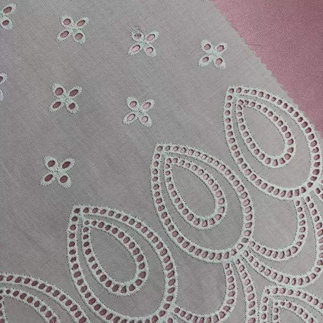 HA-14040 new arrival 100 white cotton eyelet lace embroidery fabric for women wear