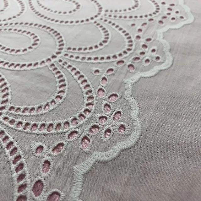 HA-14040 new arrival 100 white cotton eyelet lace embroidery fabric for women wear