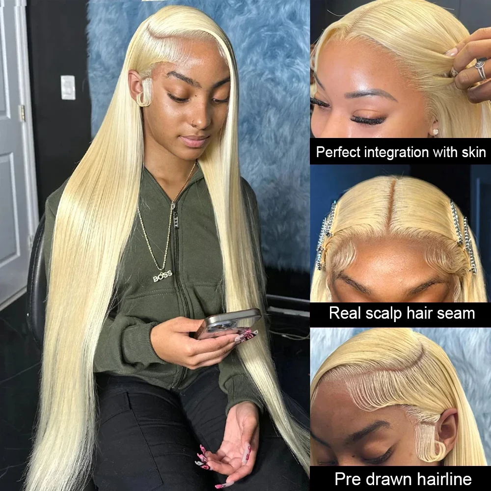 12A Raw Hair Blonde Peruvian Wig Lace Front 13X4 13X6 HD Transparent Full Lace Frontal 613 Human Hair Wig