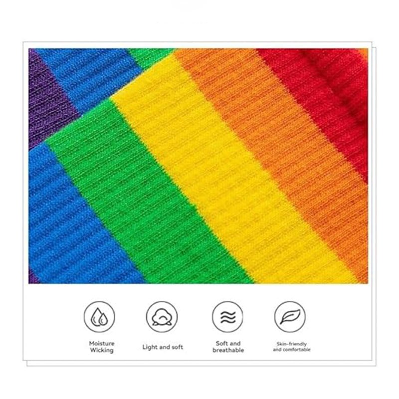 Rainbow striped midtube elastic ribbed socks for women