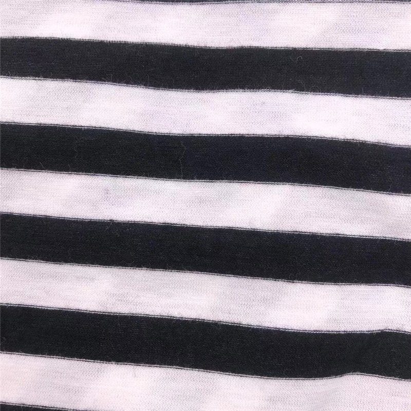 40S/1 100%Combed Cotton High Twist One And One S+Z Stripe Yarn Dyed Jersey French Terry Mercerized RIB Fleece Knitted Fabric