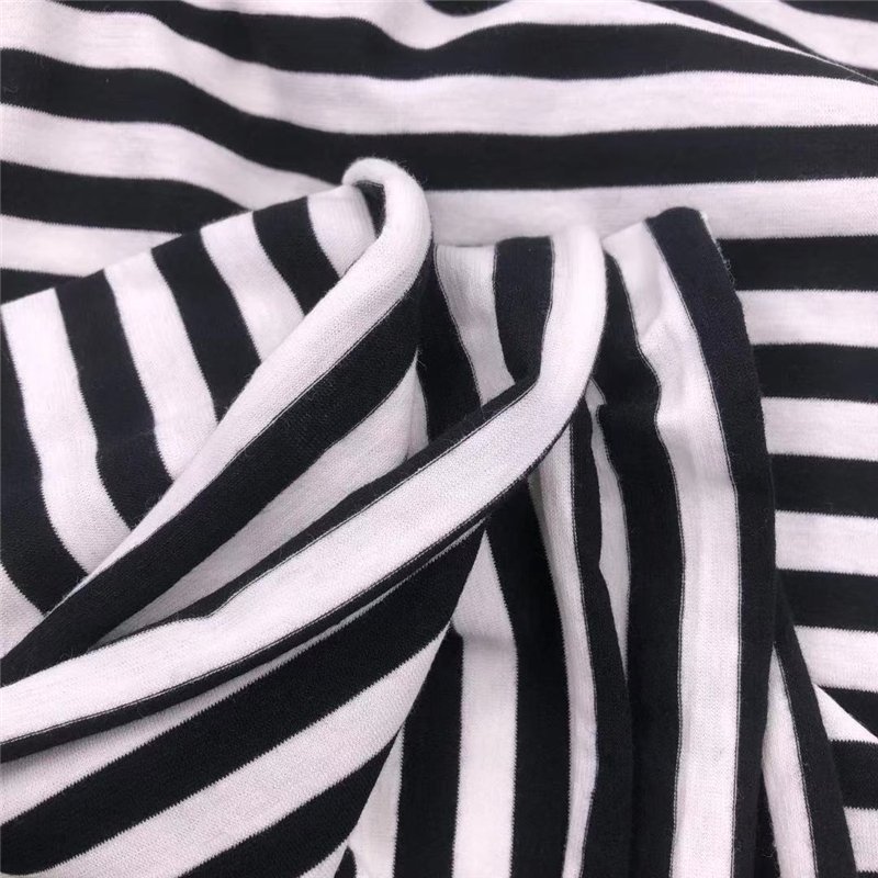 40S/1 100%Combed Cotton High Twist One And One S+Z Stripe Yarn Dyed Jersey French Terry Mercerized RIB Fleece Knitted Fabric
