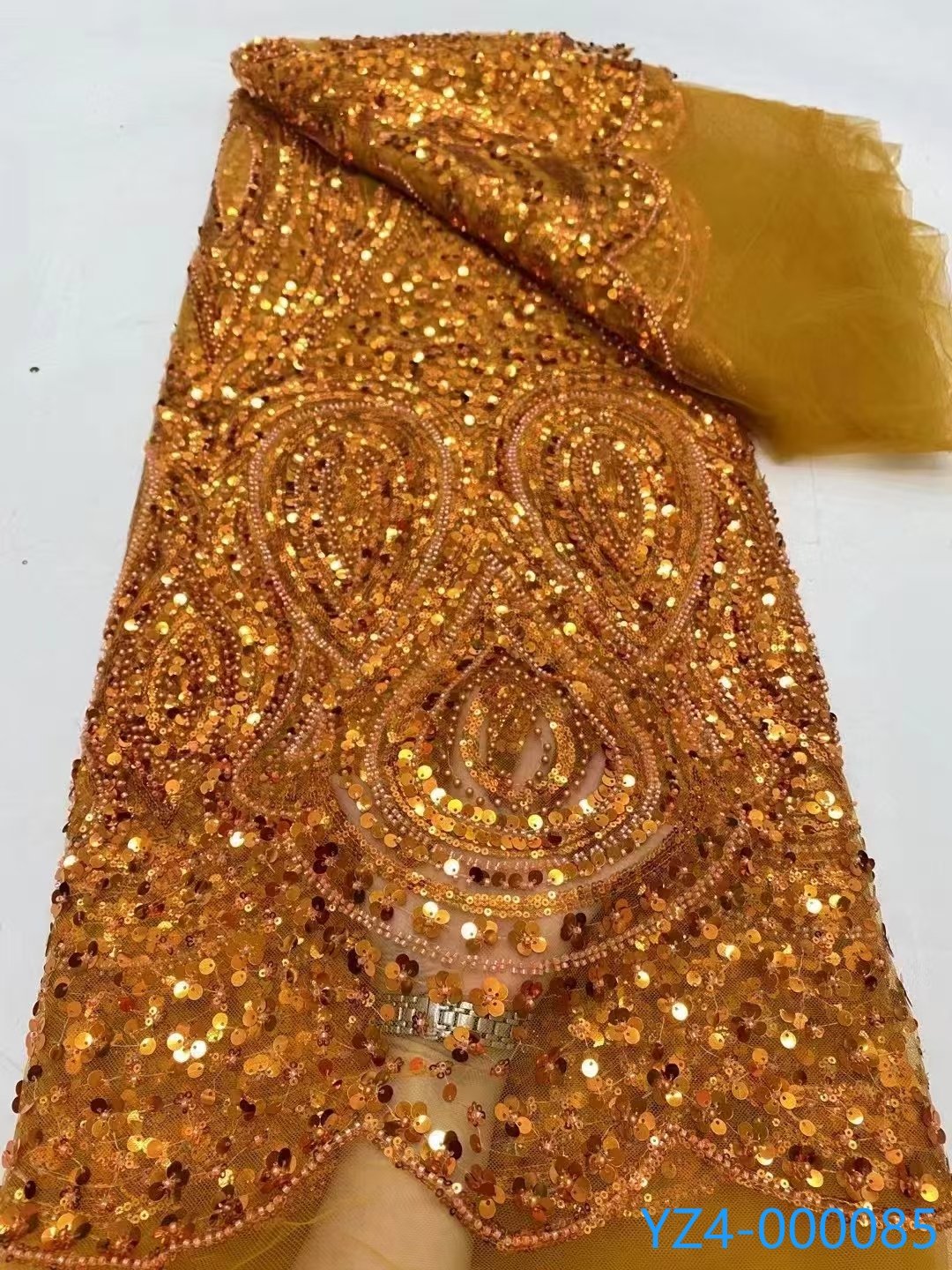 2024 Embroidery Fabric Fashion French Net Lace Fabric African Sequins Embroidered Lace Fabric With Beads For Women Party Dress