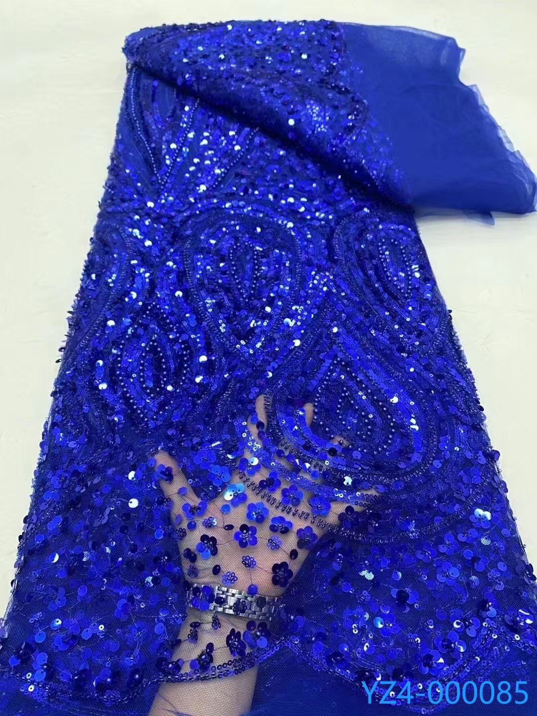 2024 Embroidery Fabric Fashion French Net Lace Fabric African Sequins Embroidered Lace Fabric With Beads For Women Party Dress