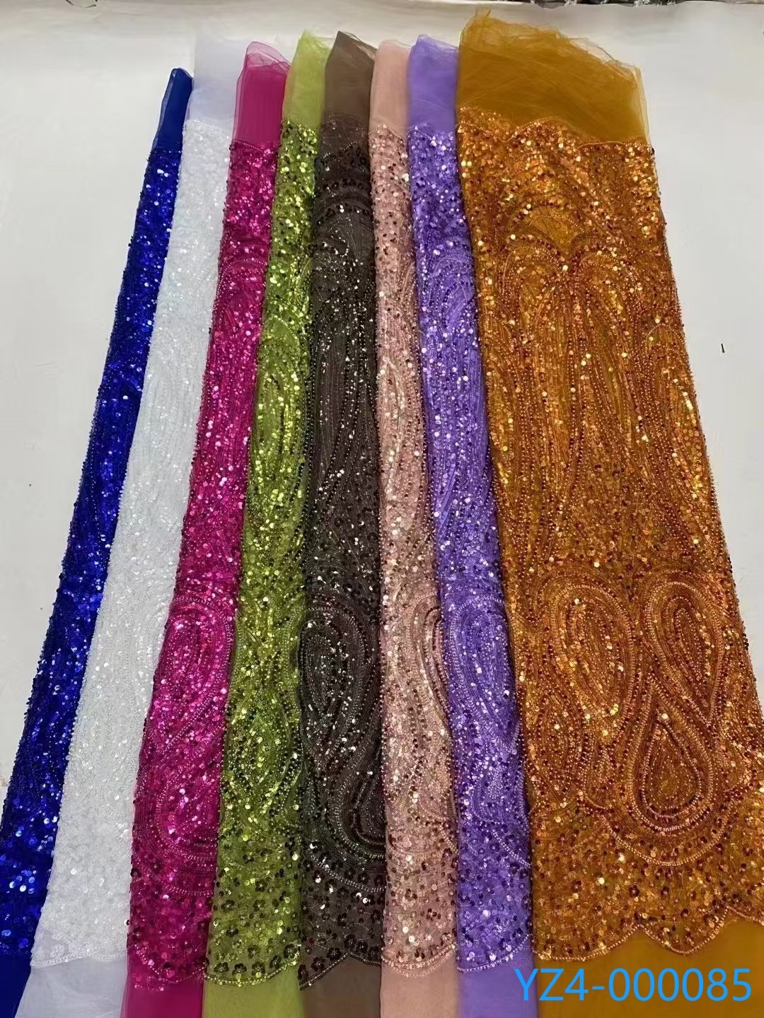 2024 Embroidery Fabric Fashion French Net Lace Fabric African Sequins Embroidered Lace Fabric With Beads For Women Party Dress