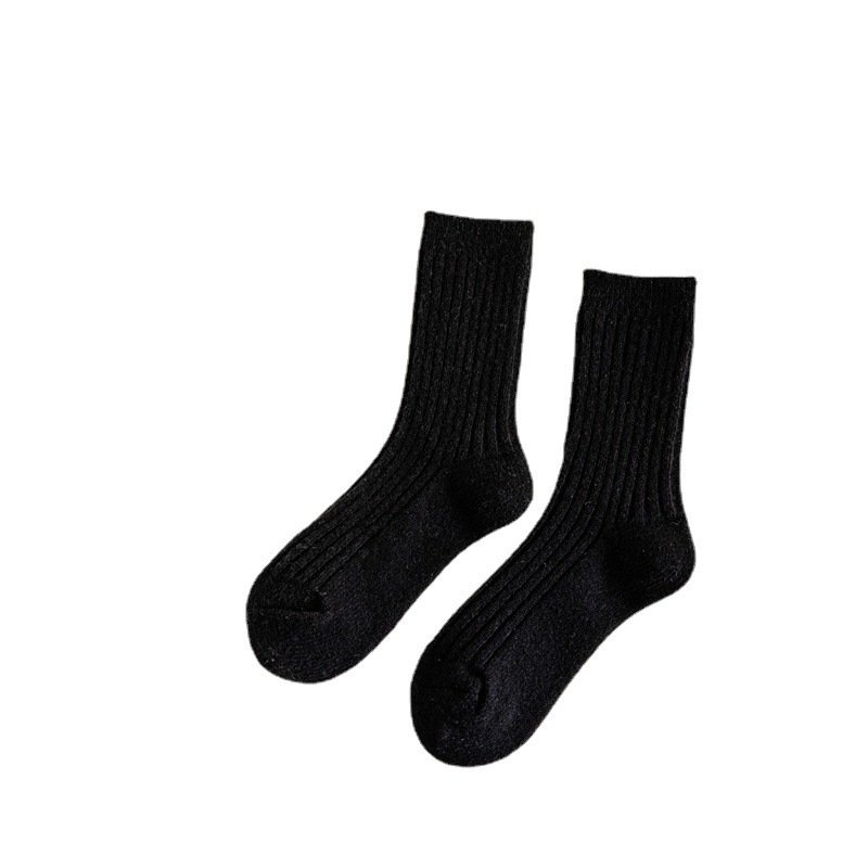 Cashmere/wool socks women's autumn and winter sweat-absorbent ribbed socks with loose foldable cuff