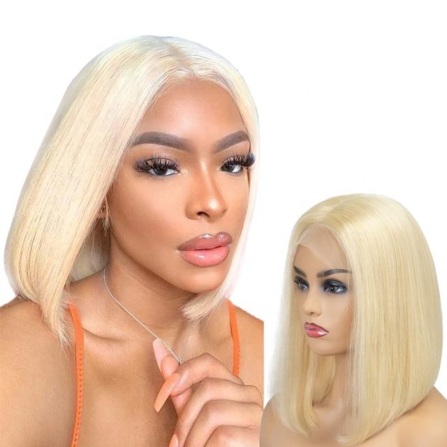 13x4 Straight Bob Wig Lace Front Human Hair Wigs For Woman Natural Color 613# Ali Queen Hair Brazilian Remy Hair Short Bob Wig