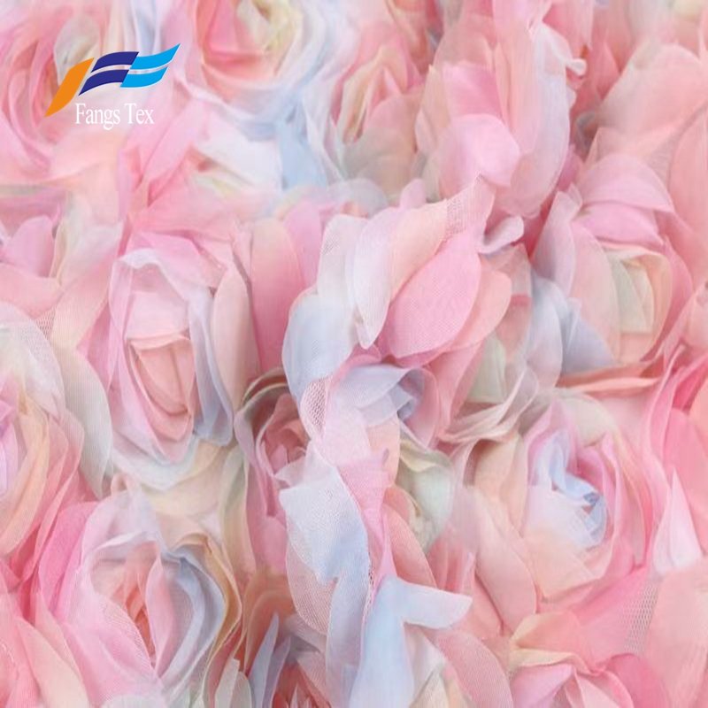 Bestway Elegant 3D Satin Ribbon Embroidery Rosette Decorative bead embroidery Fabric for Wedding Event Party