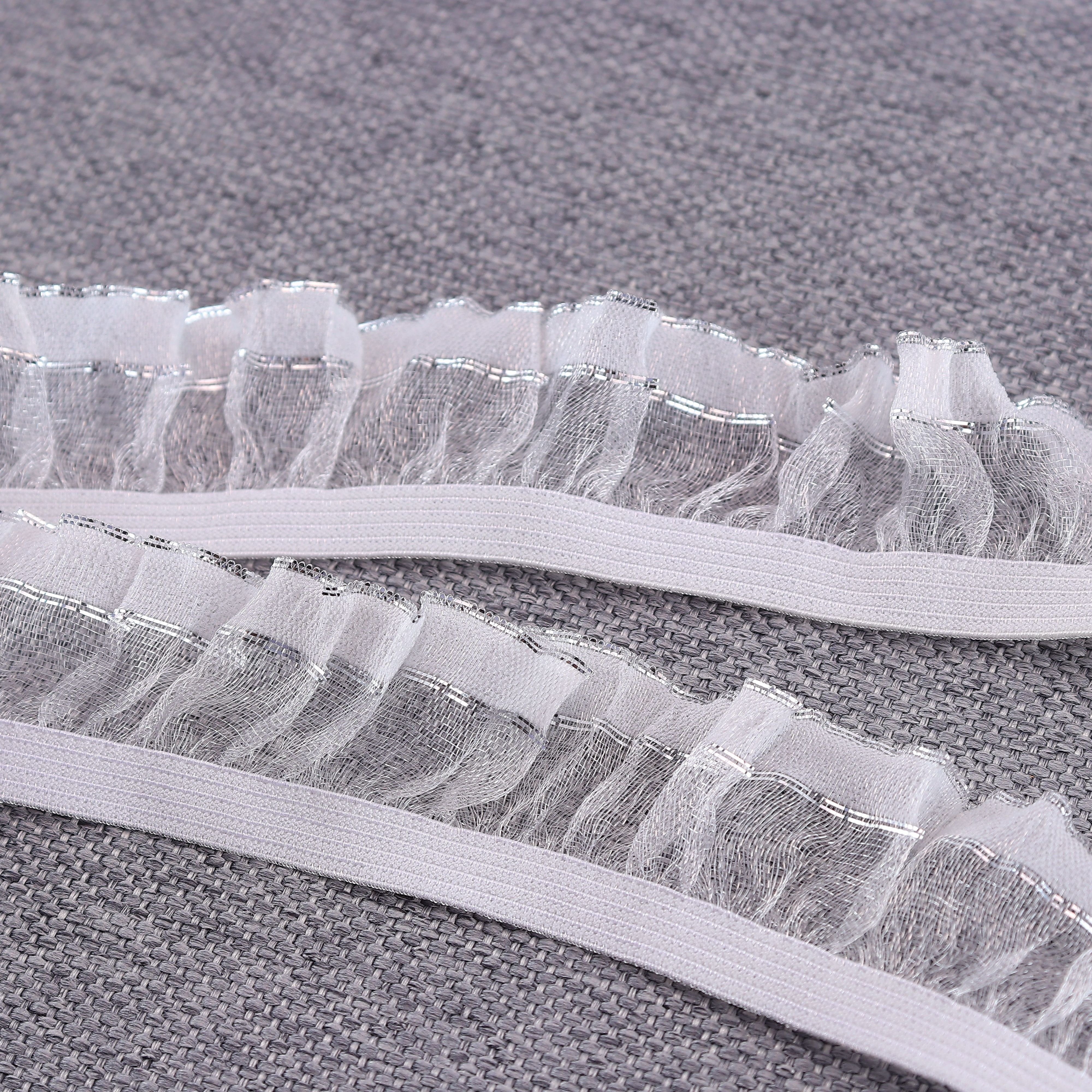 Manufacturers wholesale 2cm One-way mirror silk agaric lace elastic ribbon silver diy jewelry lace elastic belt for clothing
