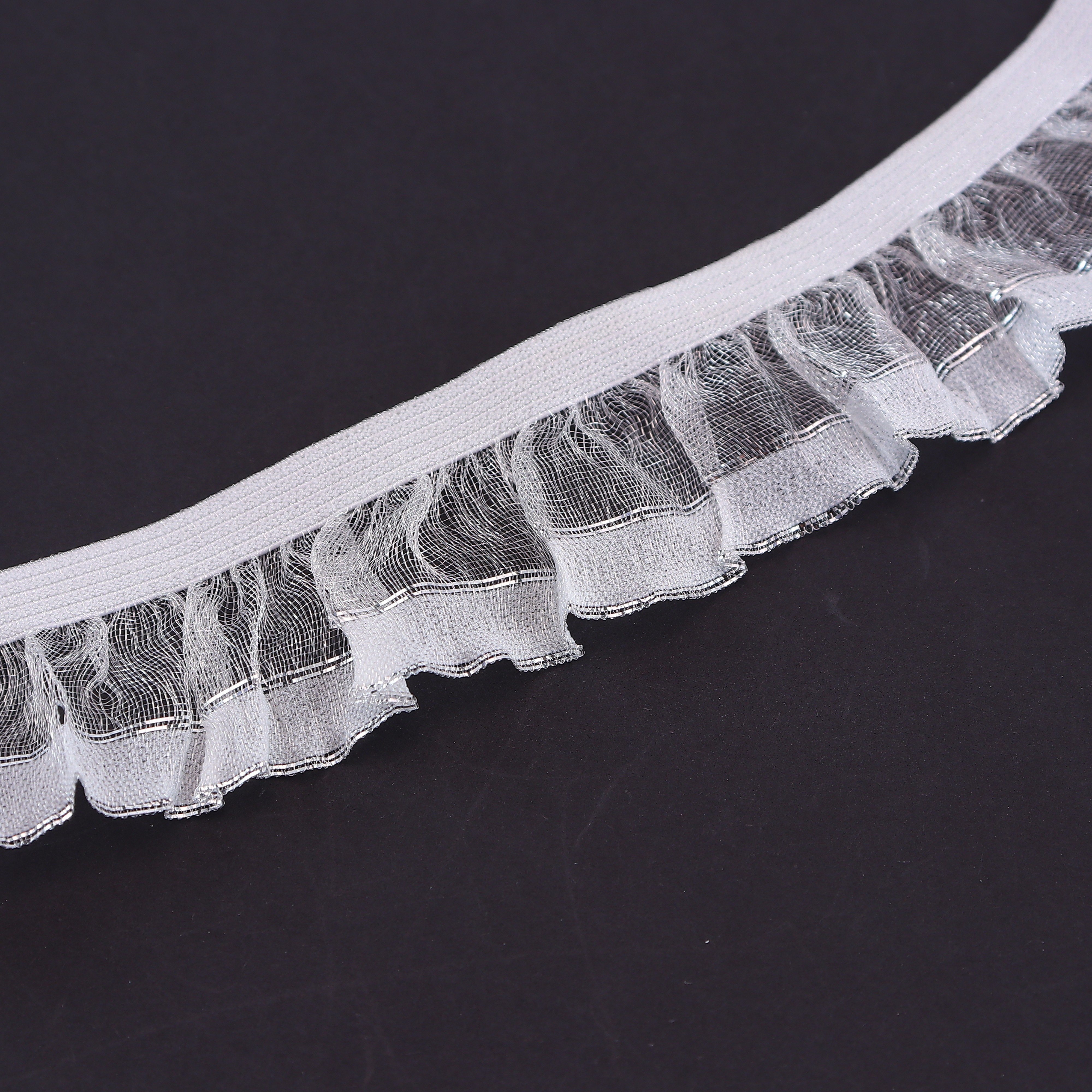 Manufacturers wholesale 2cm One-way mirror silk agaric lace elastic ribbon silver diy jewelry lace elastic belt for clothing