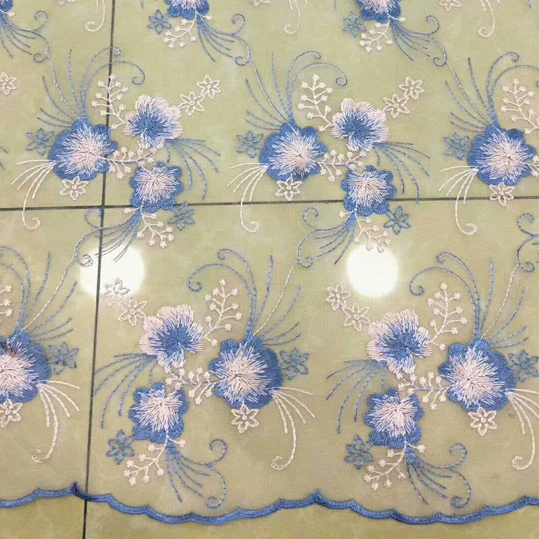 Double-Sided Flower Mesh Embroidered Fabric Spring/Summer Dresses Girl's Han Dynasty Wedding Dress Fabric Embroidery Fabric