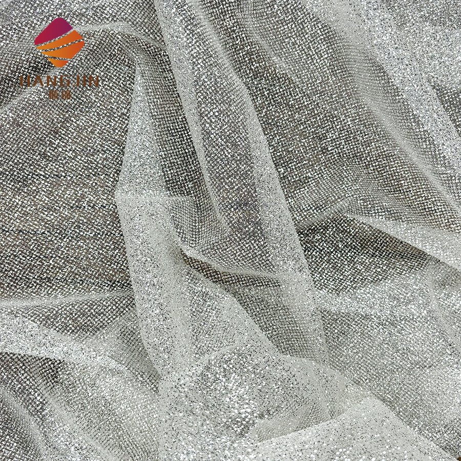 Unique Silver Glitter Fabric Sparkle Tulle Sequins White Shimmer Lace Fabric For Sewing Evening Gowns Wedding Prom Dresses