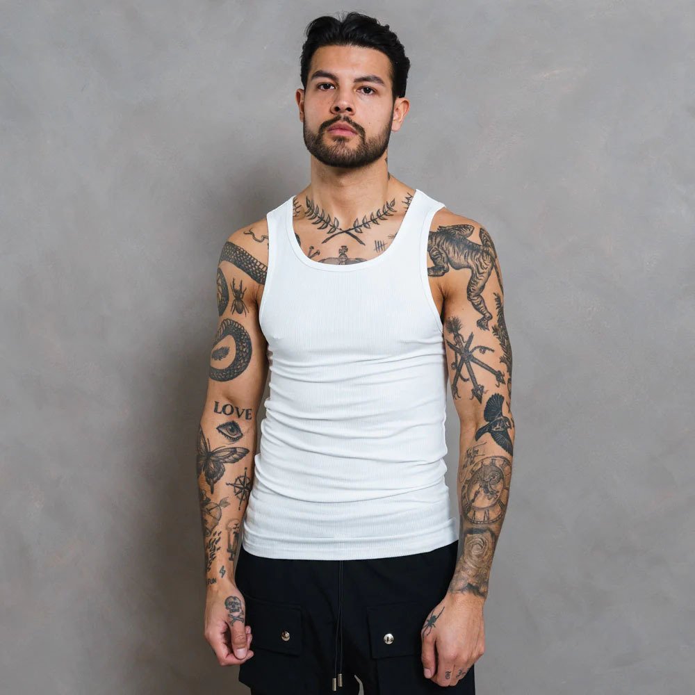 Teewe Bodybuilding Stringer OEM Compression Muscle Gym Workout Tank Top Fitness Mens Knit Ribbed Cotton Tank Top