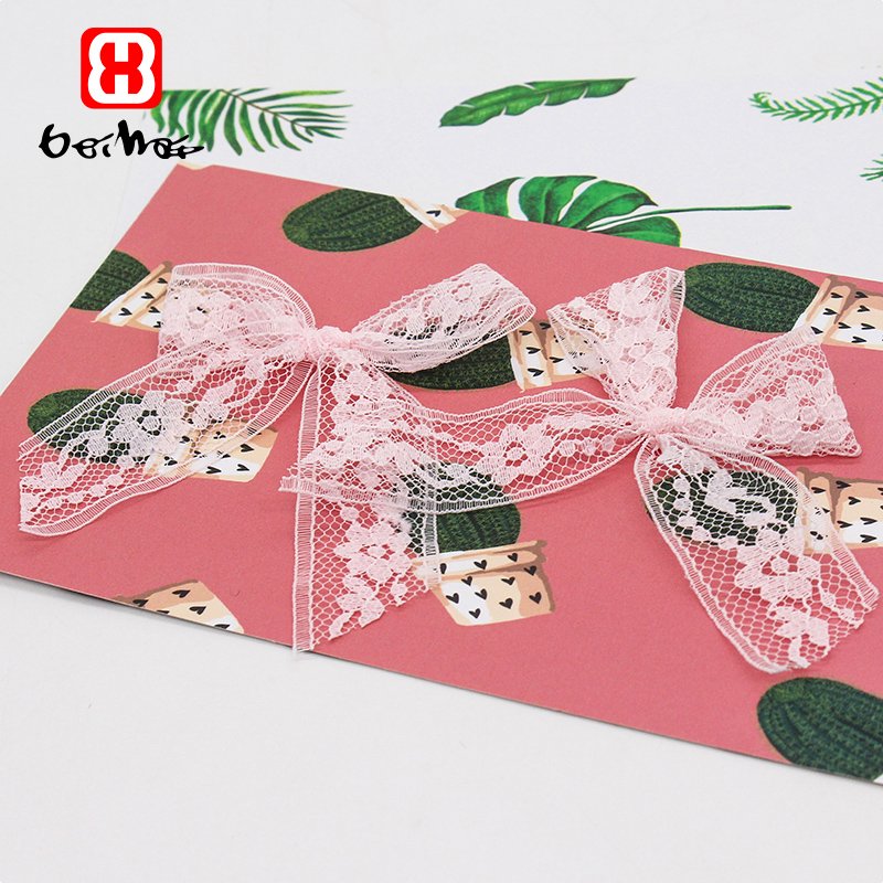 Wholesale Light Pink Color Lace Ribbon Bow For Girls Underwear Bow knot Clothing Dress DIY Packaging Accessories