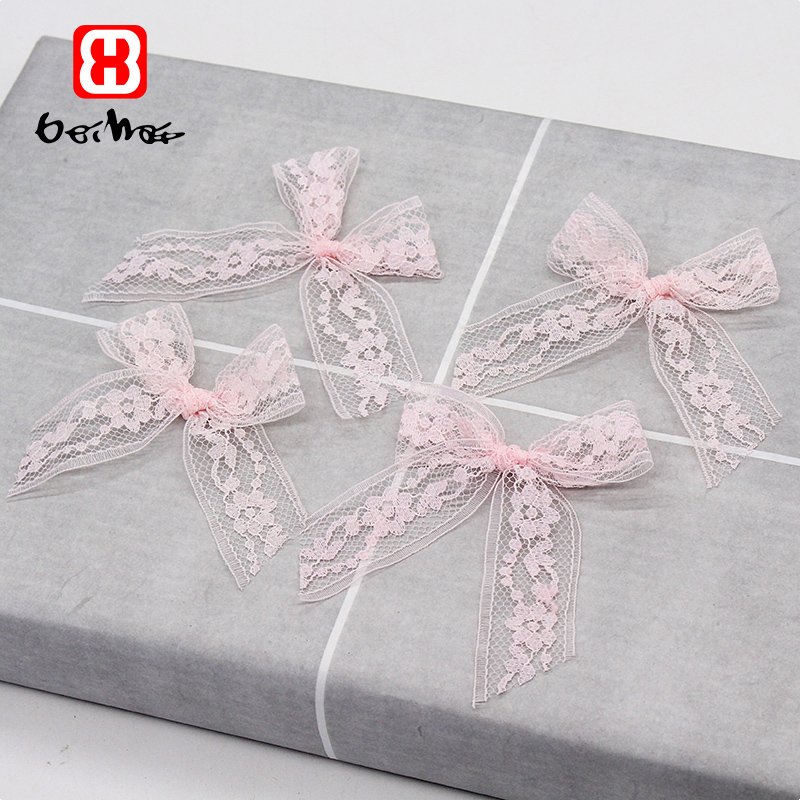 Wholesale Light Pink Color Lace Ribbon Bow For Girls Underwear Bow knot Clothing Dress DIY Packaging Accessories