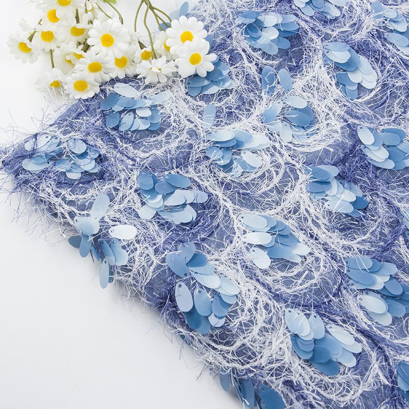 European and American sequins multicolor bead piece embroidery fabric for dress