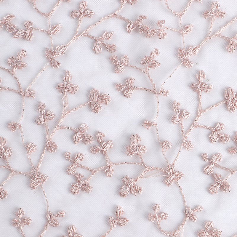 Spot Full Embroidery Net Yarn Full Star Embroidery Lotus Pink Silver Thread Skirt Embroidery Dress Fabric Wholesale