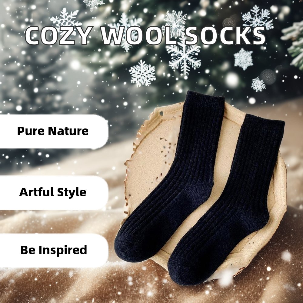 Cozy Winter Warm Soft Knitted Wool Crew Cashmere Socks for Ladies Plain Color Rib Anti-Slip Compression Features Logo Cuff