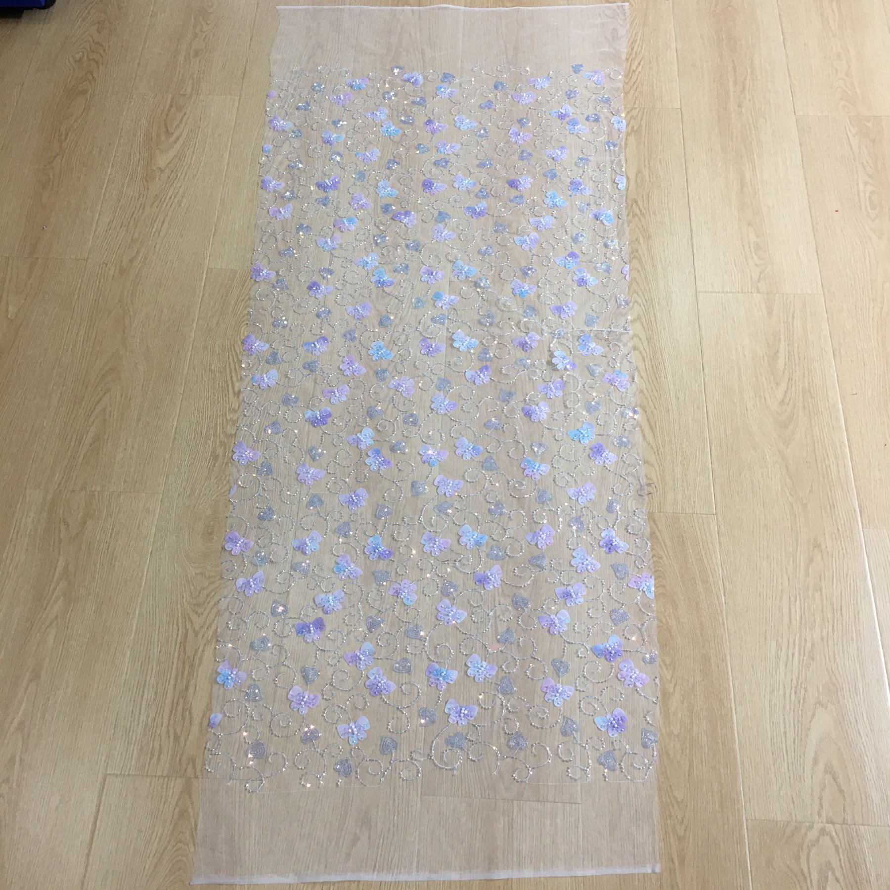Golden Supplier CR163 Laser Cut Flower Embroidery Tulle 3d Lace Fabric Soft Lace Sequin beaded Embroidery Fabric for Garments