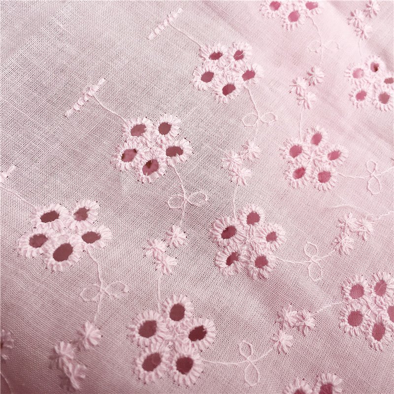 China Factory Made Soft Breathable White Embroidered Voile 100% Cotton Embroidery Lace Fabric For Women Dress