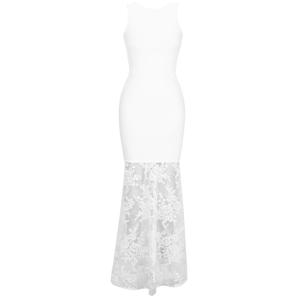 2021 New stylish Sexy Backless Maxi Long bandaged Dress Bodycon Lace Mesh Flower Sleeveless Wedding Dresses for Ladies
