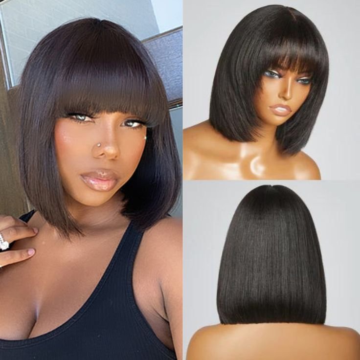 RXHAIR Hot Selling Cheap Human Virgin Hair Wigs Raw Vietnamese Hair Bob Straight Wig With Not Lace Bang For Black Women