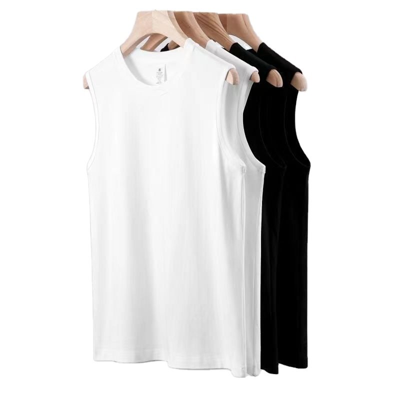 gym workout quick dry elastin ribbed fleece 100% cotton blank solid regular knit basic undershirts tank top
