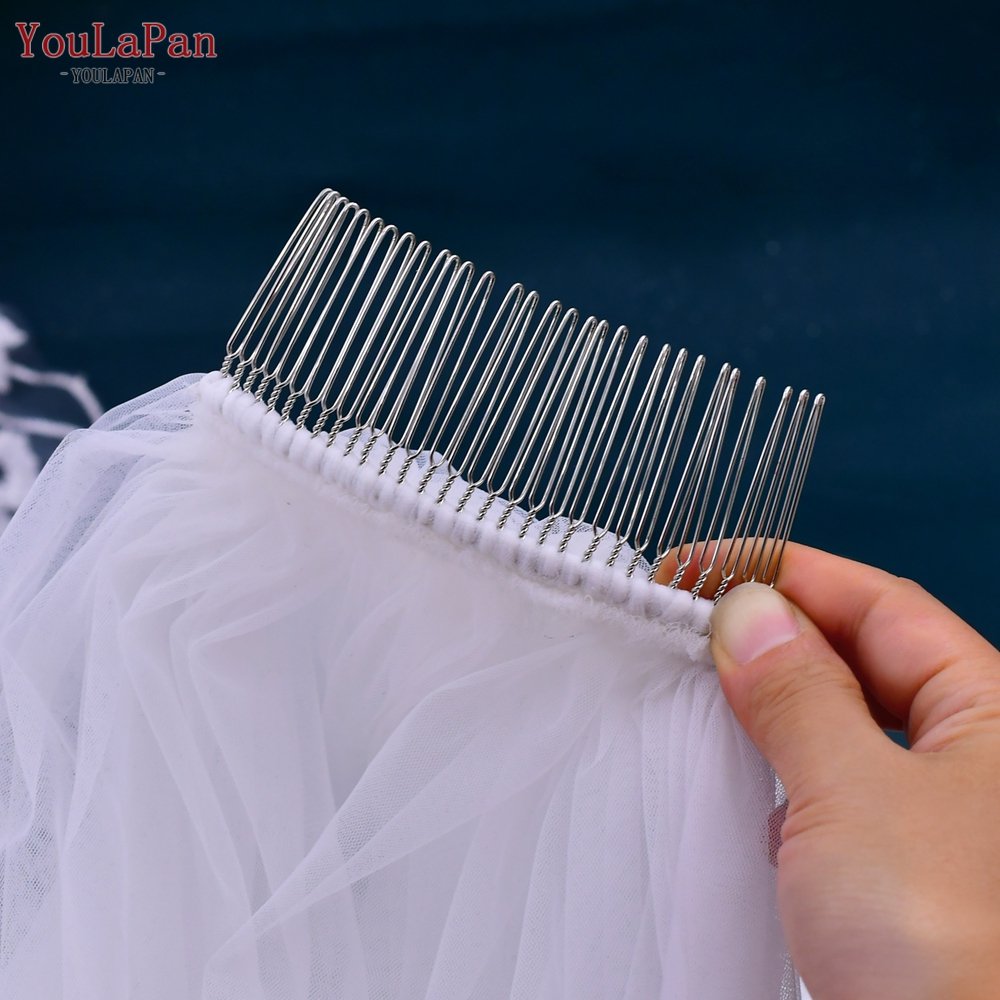 YouLaPan V162 Hand Stitched Floral Long Wedding Dress Accessories Veil Fashionable 3M Cathedral Bridal Embroidery Lace Veil
