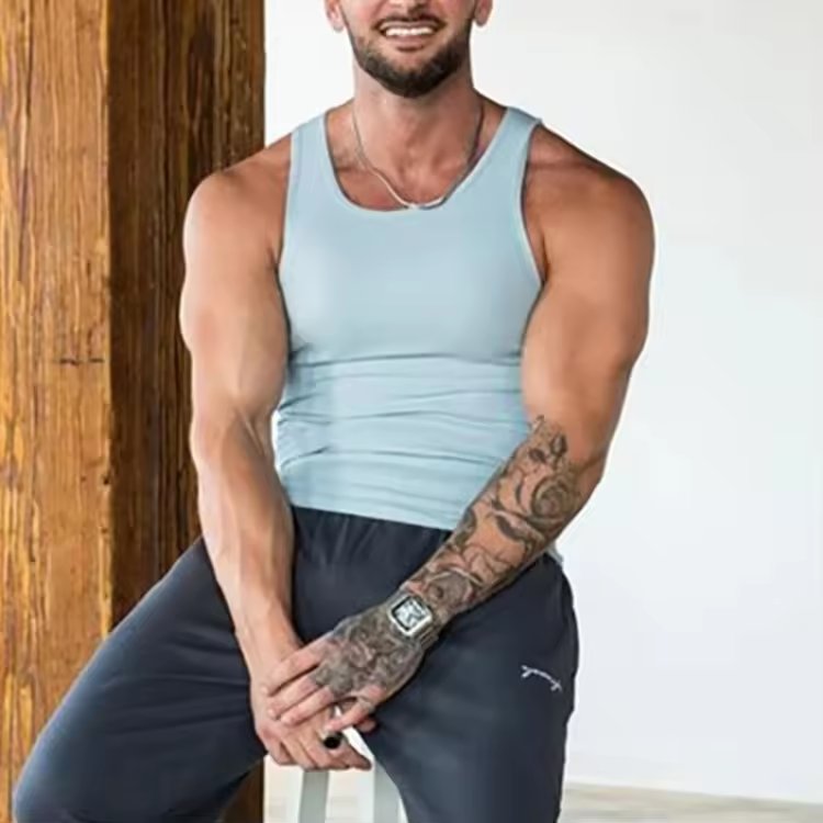 Wholesale Men's Tank Top Compression Athletic Gym Stringer Fitness Running Men's Ribbed Tank Top