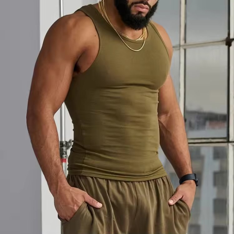Wholesale Men's Tank Top Compression Athletic Gym Stringer Fitness Running Men's Ribbed Tank Top