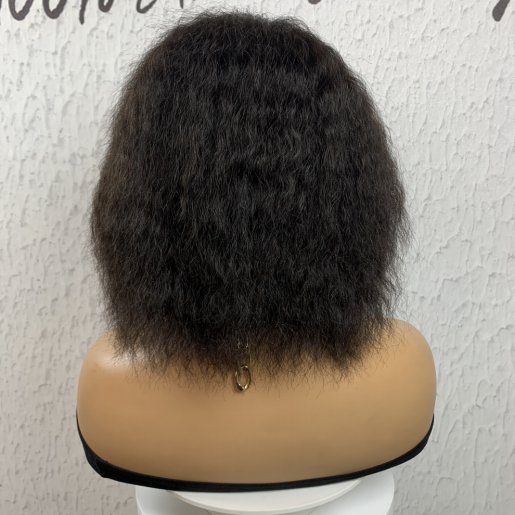 4x1 Lace Wig 100% Remy Human Hair Natural Curly Lace Wig 8 inch Highlight Brazilian Human Hair Natural Color Lace Wig For Women