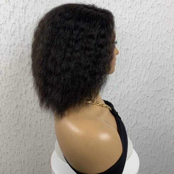 4x1 Lace Wig 100% Remy Human Hair Natural Curly Lace Wig 8 inch Highlight Brazilian Human Hair Natural Color Lace Wig For Women
