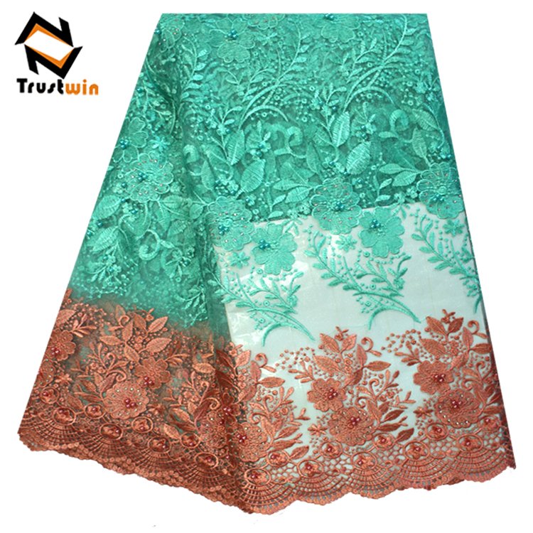 Fashion Nigerian Aso ebi uniform 3d flower embroidery lace fabric