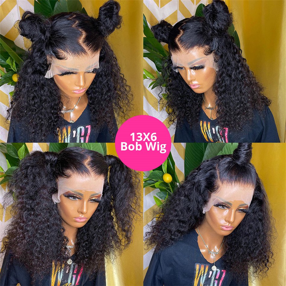 Cheap Kinky Curly Brazilian Human Hair Short Bob Wigs Human Hair Lace Front Hd Lace Frontal Wig Vendor Glueless Full Hd Lace Wig