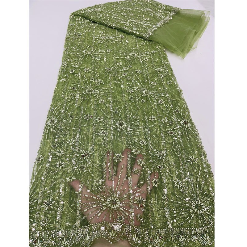 New arrival handmade beaded lace african lace fabric high quality tulle lace