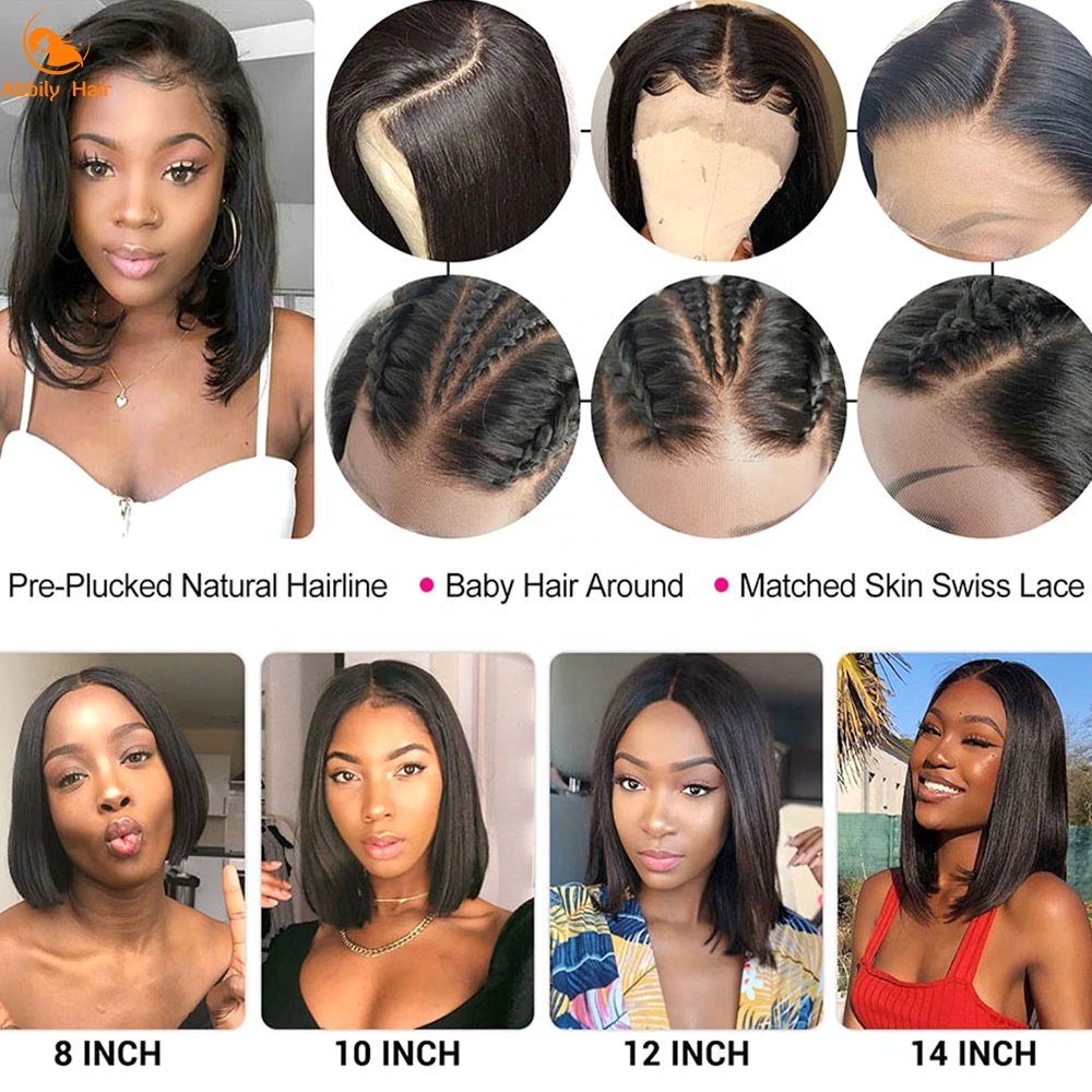 Wholesale Peruvian Bob Lace Front Human Hair Wig,Transparent Glueless Full HD Lace Bob Wig,Cheap 13*4 Lace Frontal Short Bob Wig