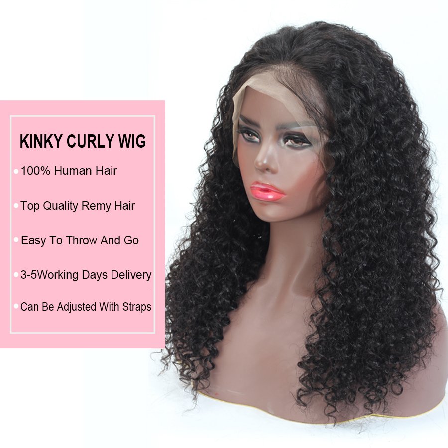 Factory Wholesale Brazilian Hair Kinky Curly 13x4 Lace Front Wigs Human Hair Pre Plucked Wig Transparent Lace Human Hair Wigs