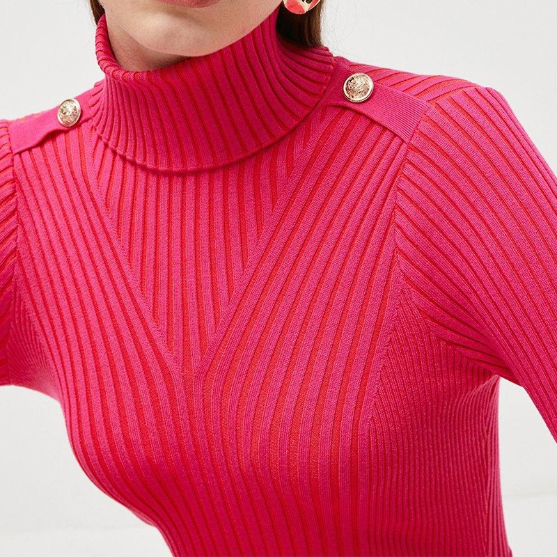 OEM/ODM Solid Color Dress Turtleneck Knitted Dress Rib Knitted Belted Flippy Dress