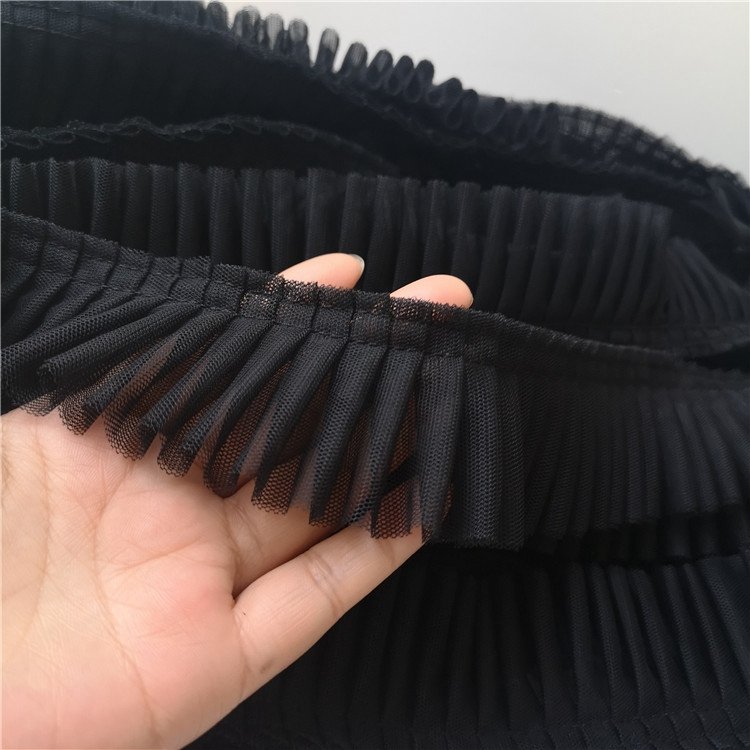 5CM Wide Luxury White Soft Chiffon Pleated Dress Guipure Lace Fabric Embroidery Ribbon Dress Curtain Sofa Ruffle Trim Sewing DIY