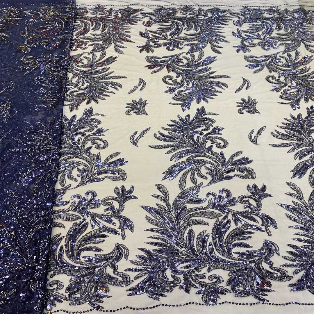 New-style net embroidery Nigerian high quality sequin embroidery lace fabric