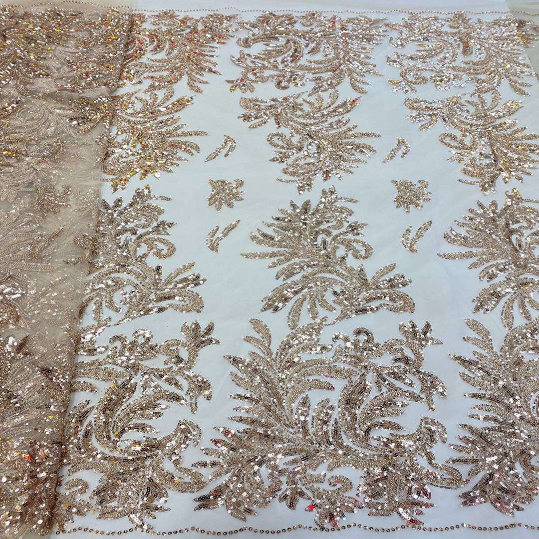 New-style net embroidery Nigerian high quality sequin embroidery lace fabric
