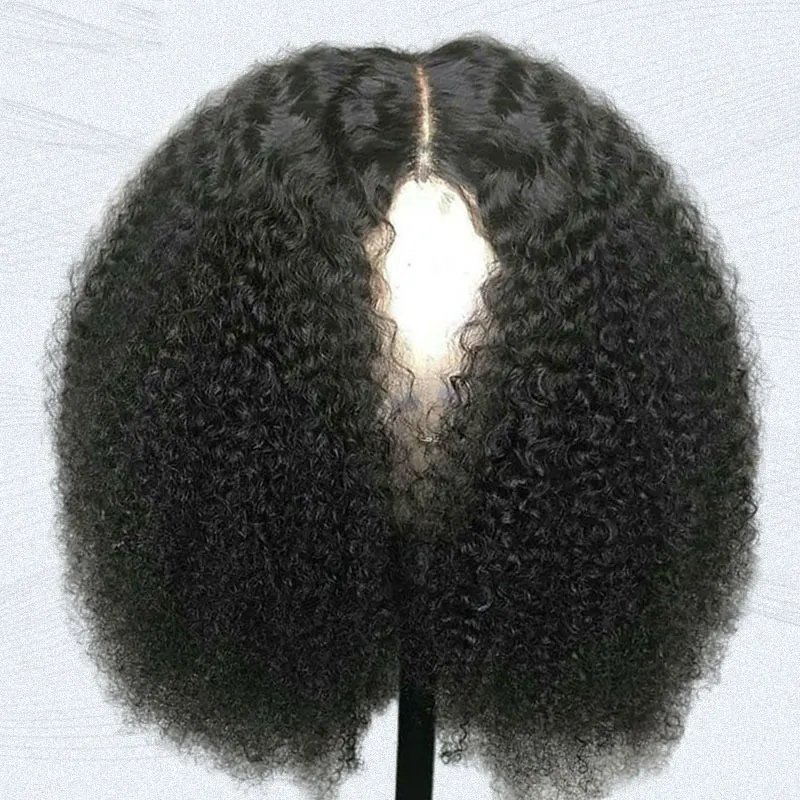 200 Density Hd Lace Wig Afro Kinky Curly Wig Afro Hair Wigs For Black Human Hair Transparent Mongolian Natural Front Women