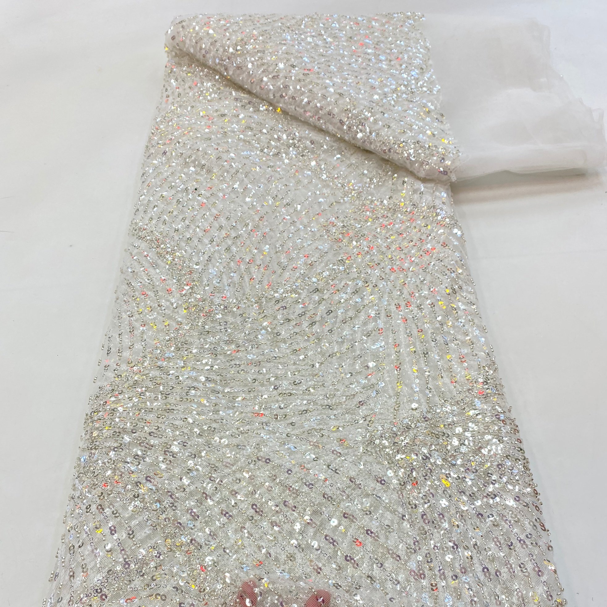 China Wholesale New Products Fashion 3D Tulle Embroidered Flower Lace Fabric Custom Sequin Lace Mesh Textile