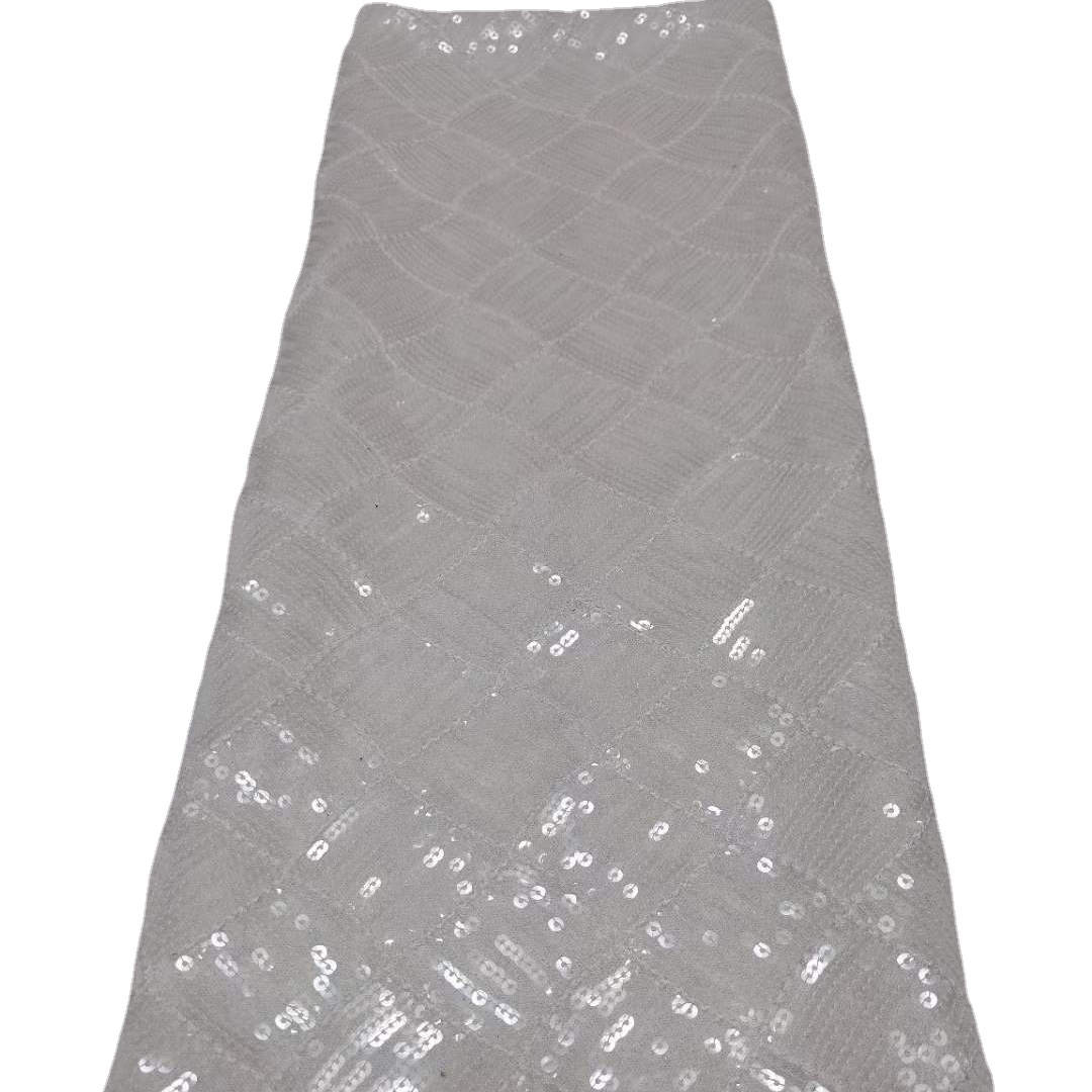 2024 New Design Women Cheap Price sequin Lace Fabric For Wedding Wholesale French Beaded Lace Fabric