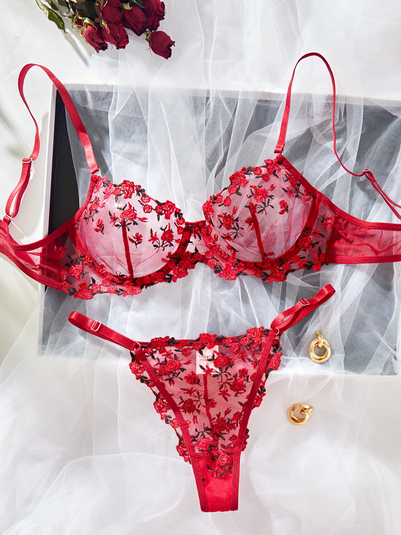 Naughty mature teens porno pink floral lace babydoll nightwear erotic G-string sleepwear set