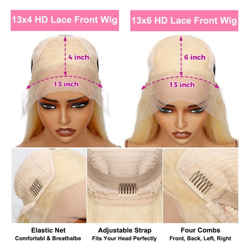 Blonde 613 Hd Lace Frontal Wig Human Hair Raw 13x4 13x6 Honey Blonde Lace Front Wigs 613 Hd Transparent Full Lace Wig Human Hair