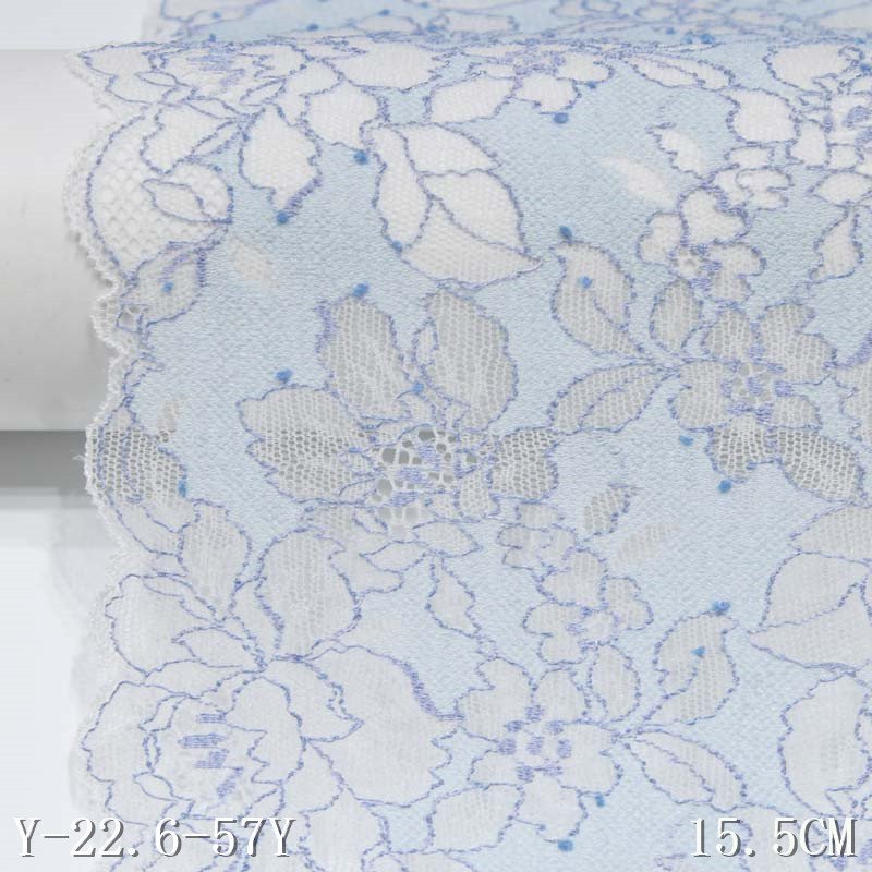 2 Colors Fresh Elegent Light Blue Pink Stretch Lace 15CM Wide Elastic Lace Trimming Lace Fabric For Women Dress Bra Garment