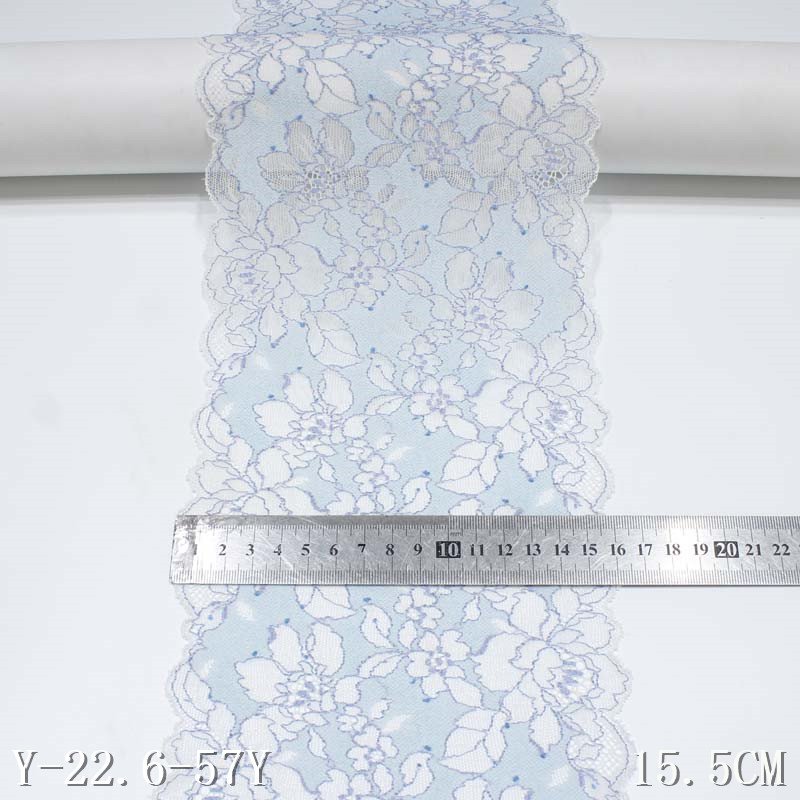 2 Colors Fresh Elegent Light Blue Pink Stretch Lace 15CM Wide Elastic Lace Trimming Lace Fabric For Women Dress Bra Garment