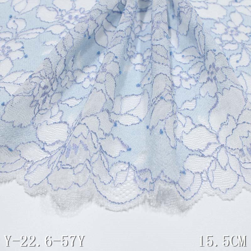 2 Colors Fresh Elegent Light Blue Pink Stretch Lace 15CM Wide Elastic Lace Trimming Lace Fabric For Women Dress Bra Garment