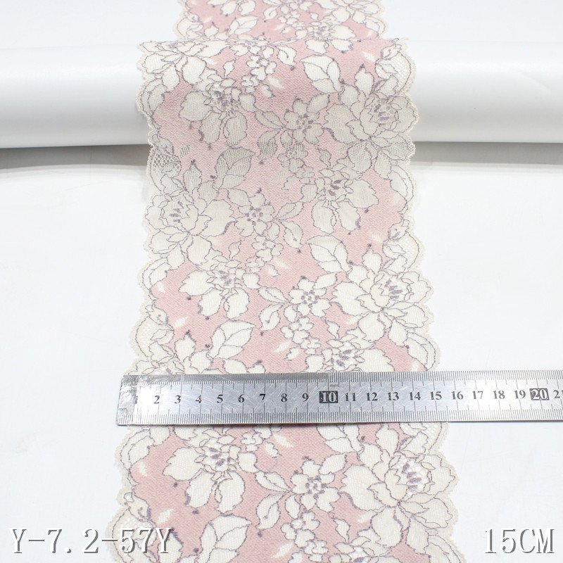 2 Colors Fresh Elegent Light Blue Pink Stretch Lace 15CM Wide Elastic Lace Trimming Lace Fabric For Women Dress Bra Garment